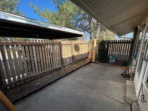 Fenced back patio