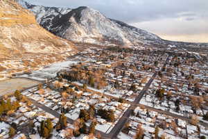 View of mountain background with nearby suburban area