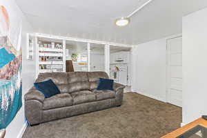 View of carpeted living area