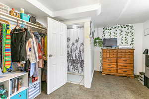 Bedroom with carpet floors