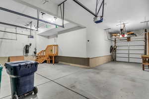 Extended 3 car garage with drive-through to back yard