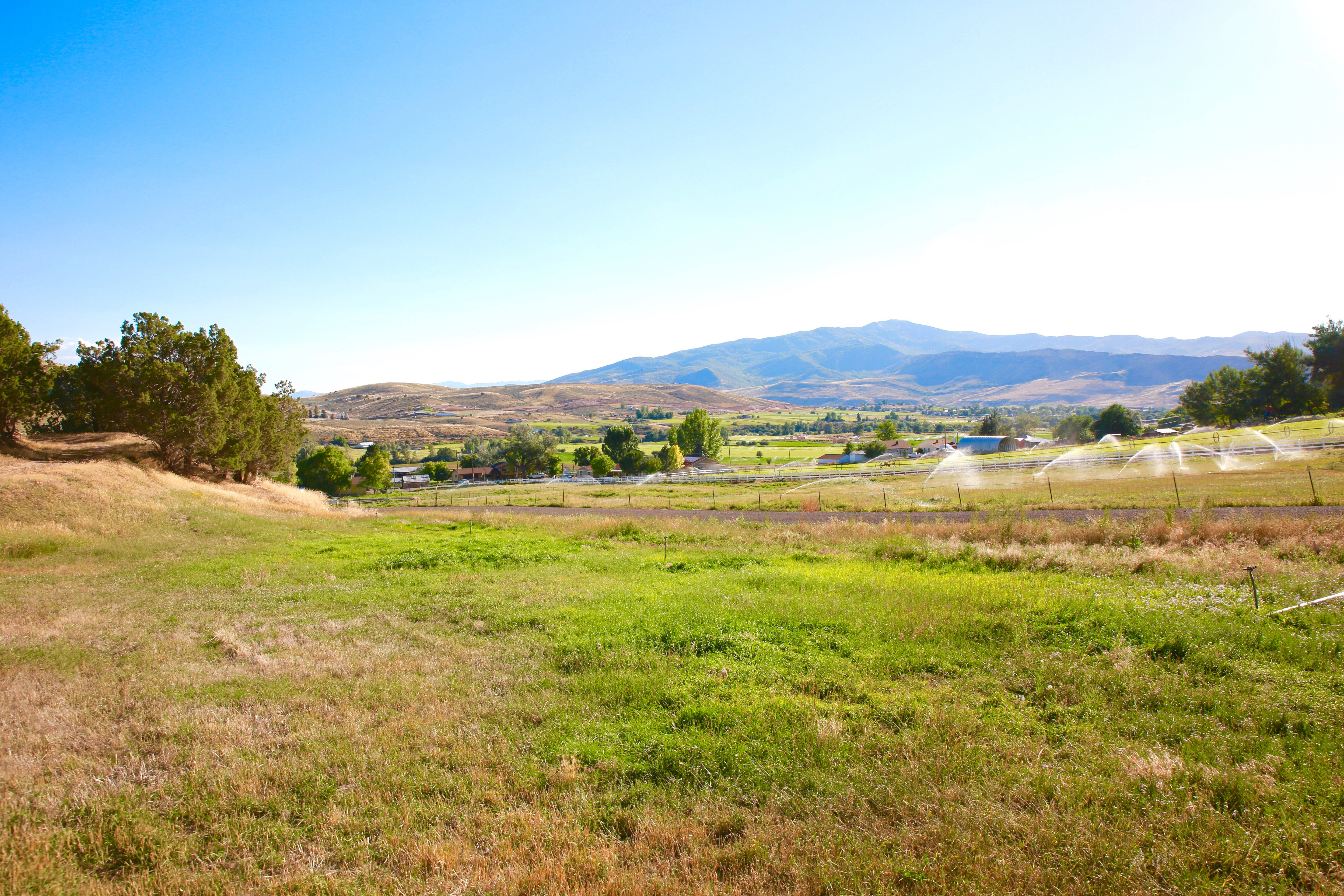 View of mountain background with rural landscape