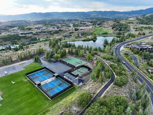 Drone / aerial view of a water and mountain view