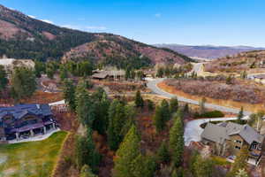 Drone / aerial view of a mountain backdrop
