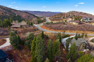 Aerial view of a mountain backdrop