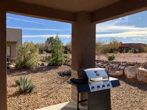 View of patio featuring grilling area