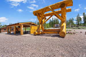View of play area featuring a patio area
