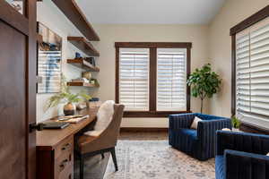 Office space featuring light wood finished floors