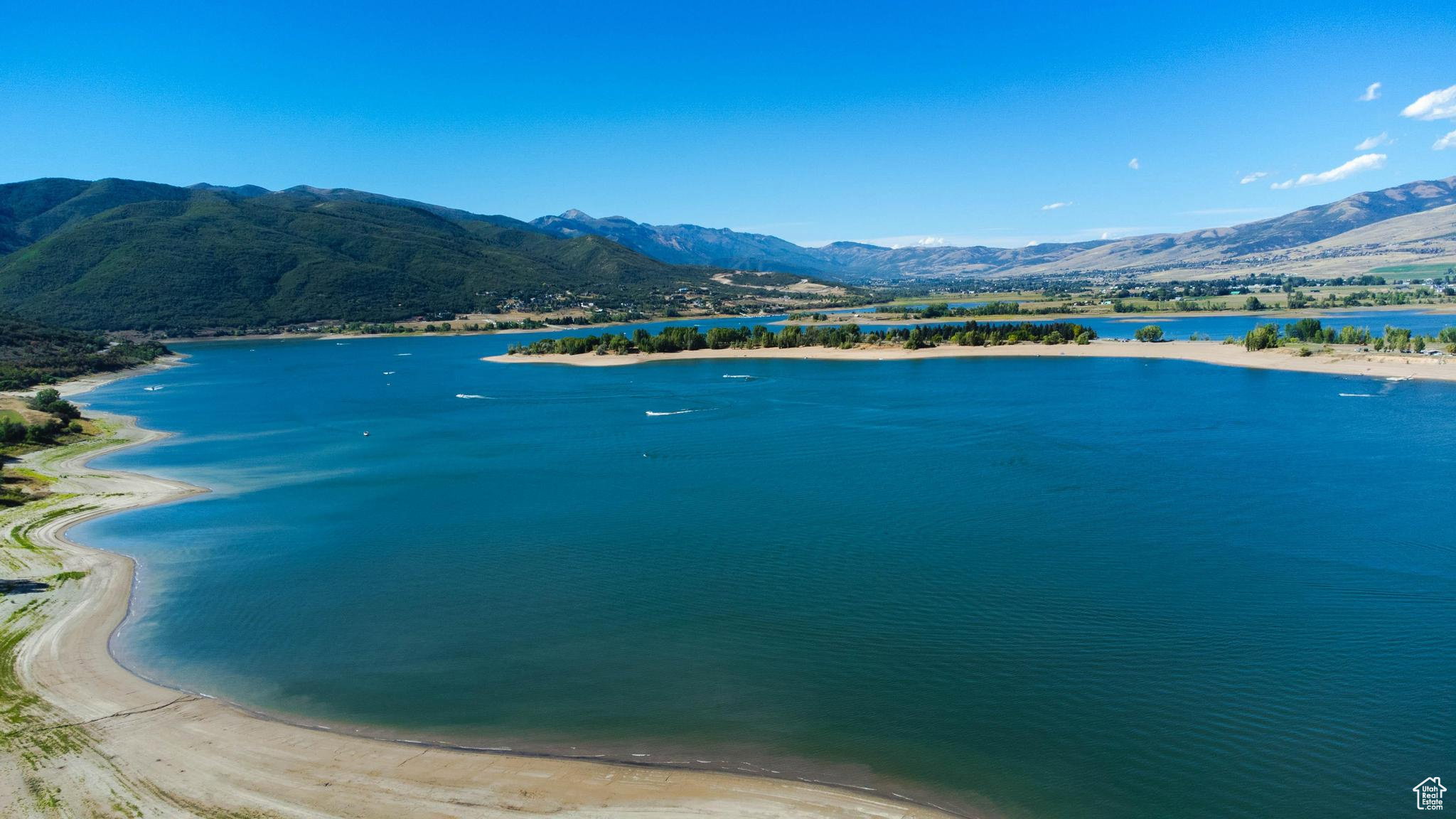 Water view with a mountainous background