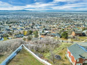 Aerial perspective of suburban area featuring mountains