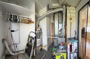 Utilities featuring water heater and heating unit