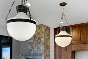 Kitchen view of wood finish cabinetry
