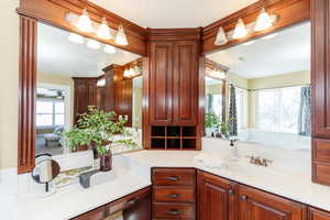 Full bathroom with vanity and plenty of natural light