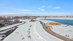 Bird's eye view of a nearby body of water