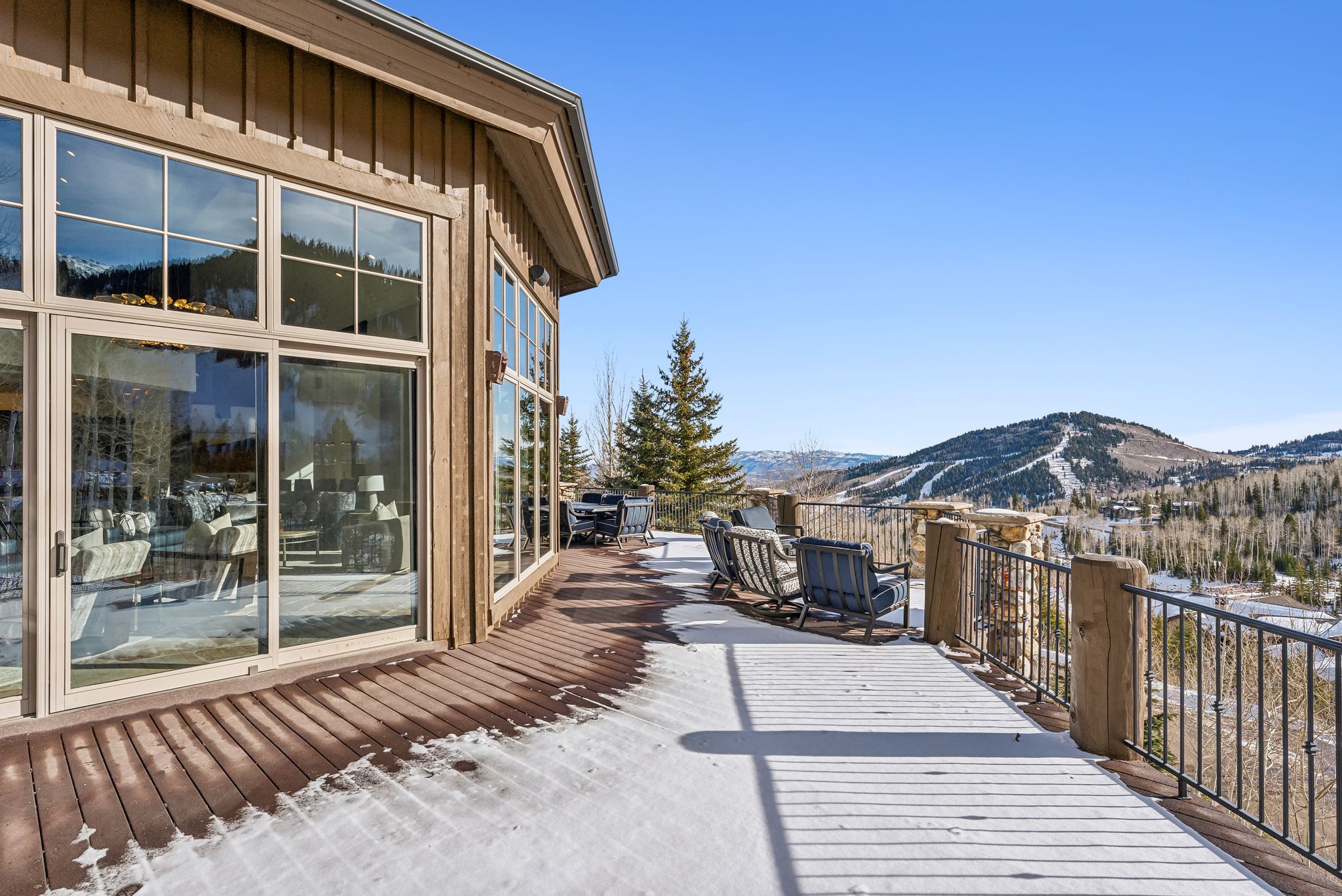 Wooden deck with a mountain view
