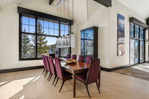 Dining room with baseboards and wood finished floors