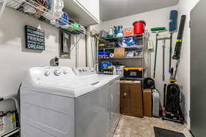 Laundry area with independent washer and dryer and electric panel