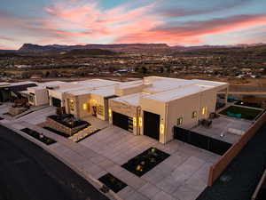 View of subject property with a mountain backdrop