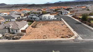 Aerial perspective of suburban area featuring mountains