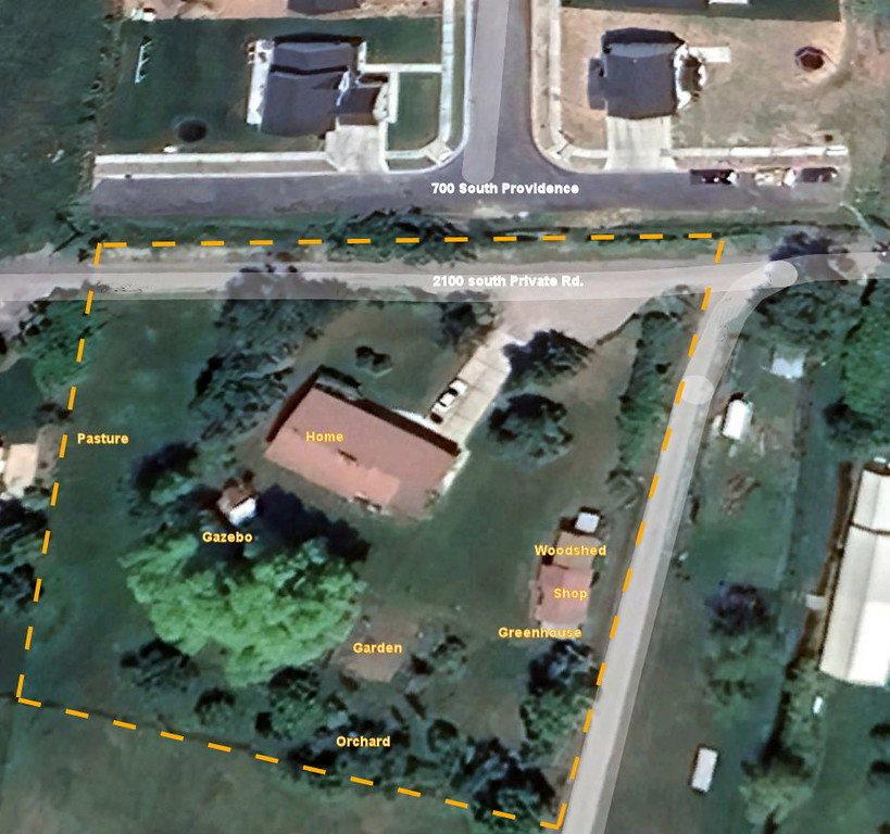 Aerial view of property's location with property boundaries highlighted