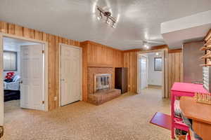 Basement Family Room with Fireplace