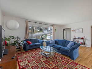 Living room featuring light wood-type flooring