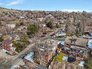 Aerial perspective of suburban area
