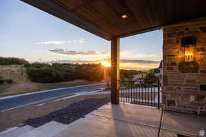 View of patio terrace at dusk
