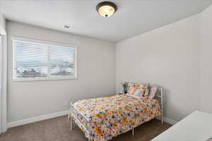 Bedroom featuring carpet floors and baseboards