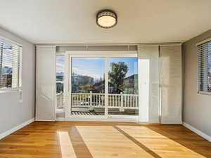 Entryway with wood finished floors