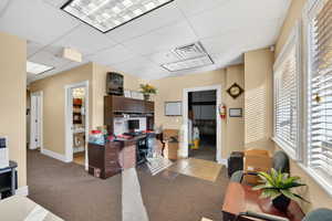 Office space with a drop ceiling
