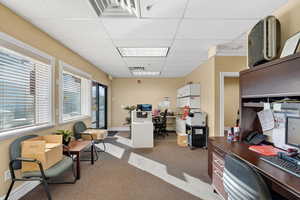 Office space with a drop ceiling