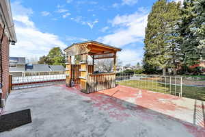 View of patio and gazebo