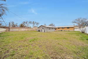 View of fenced backyard