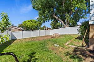 View of fenced backyard