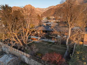 Bird's eye view of a mountain backdrop