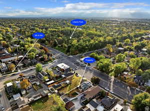 Aerial view of residential area