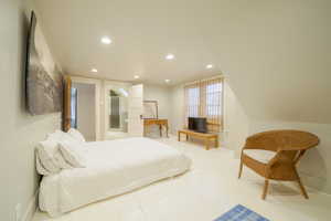 Bedroom with recessed lighting and baseboards