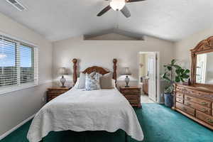 The primary bedroom is located on the 2nd floor with views looking over the backyard/pool area (east).