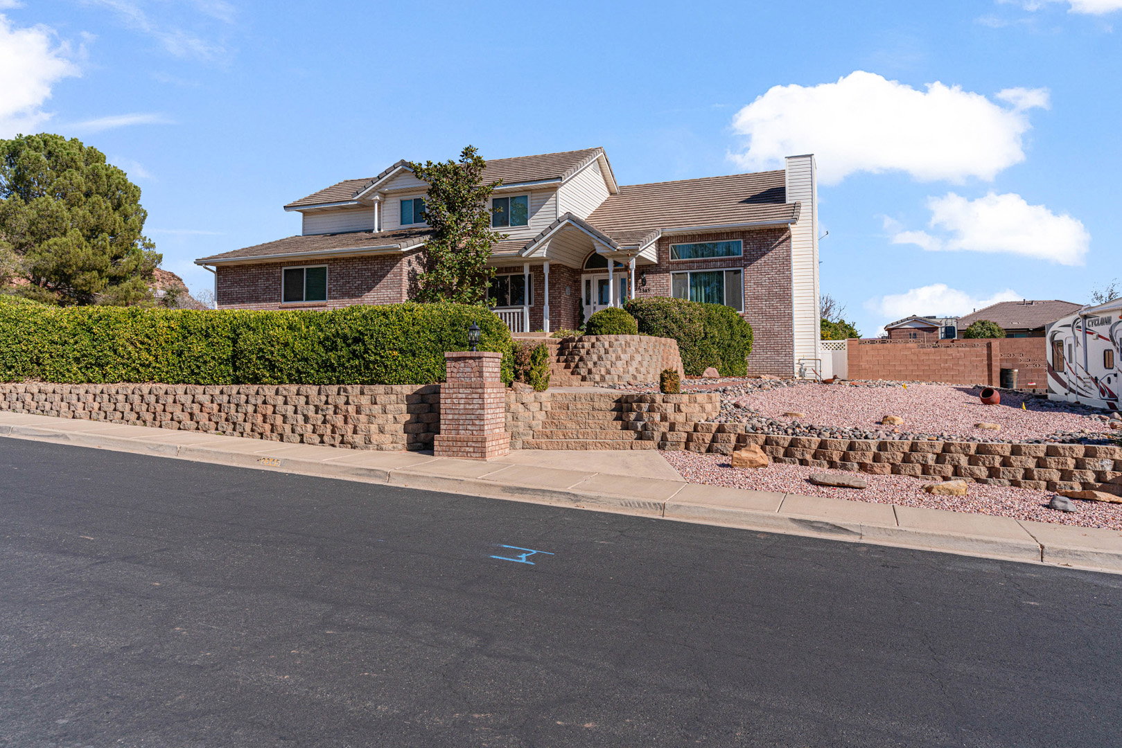 Front of the home faces west on a quiet street with very little traffic.