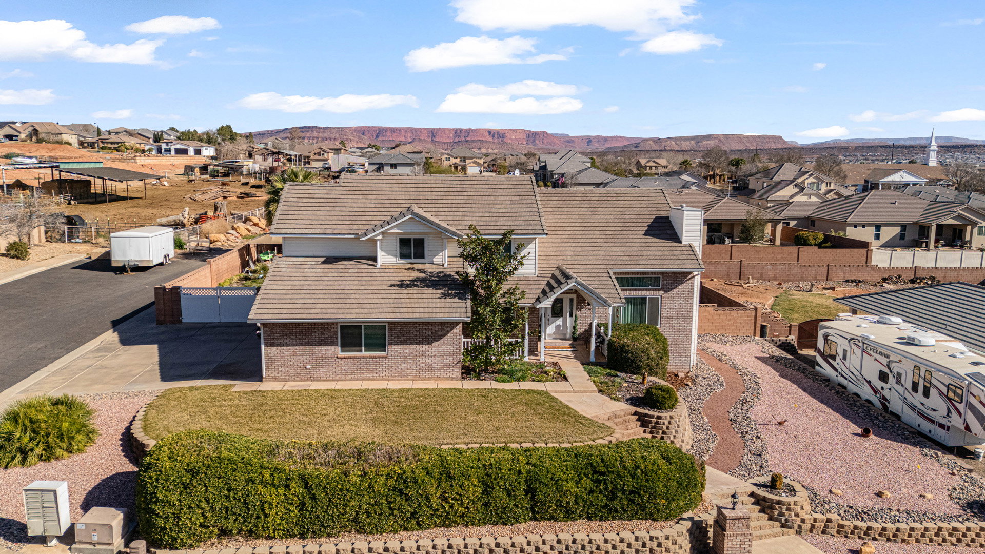 Aerial view of residential area
