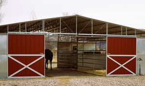View of horse barn