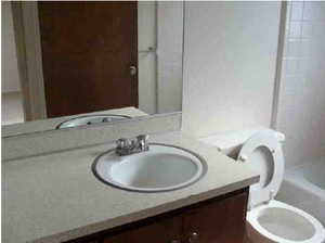 Bathroom featuring vanity and bathtub / shower combination