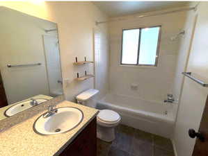 Full bath with vanity and shower / bath combination
