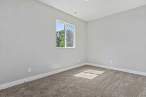 Spare room featuring baseboards and carpet flooring