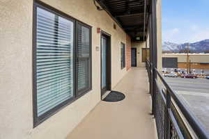 Balcony with a mountain view