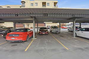 View of covered parking lot