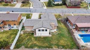 Aerial perspective of suburban area