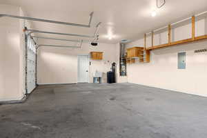 Garage with secured water heater and electric panel