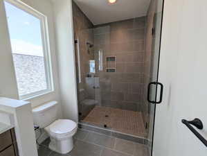 Primary tile shower and euro-glass
